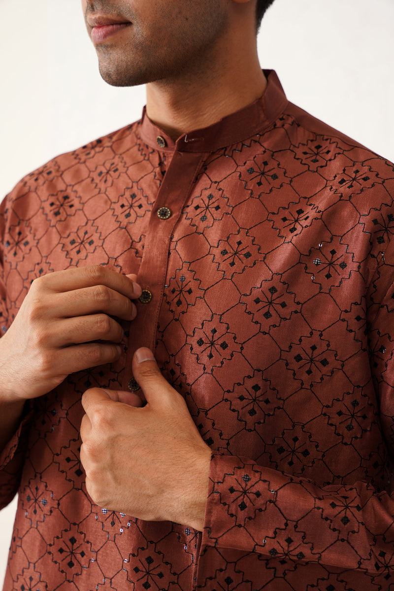 Men's Chikankari and Sequence Kurta with Pyjama