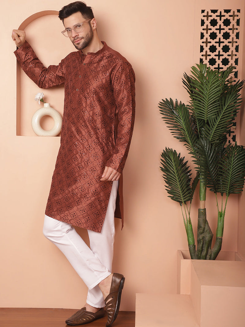 Men's Chikankari and Sequence Kurta with Pyjama