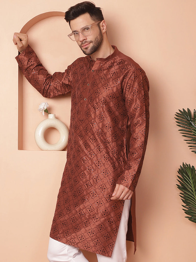 Men's Chikankari and Sequence Kurta with Pyjama