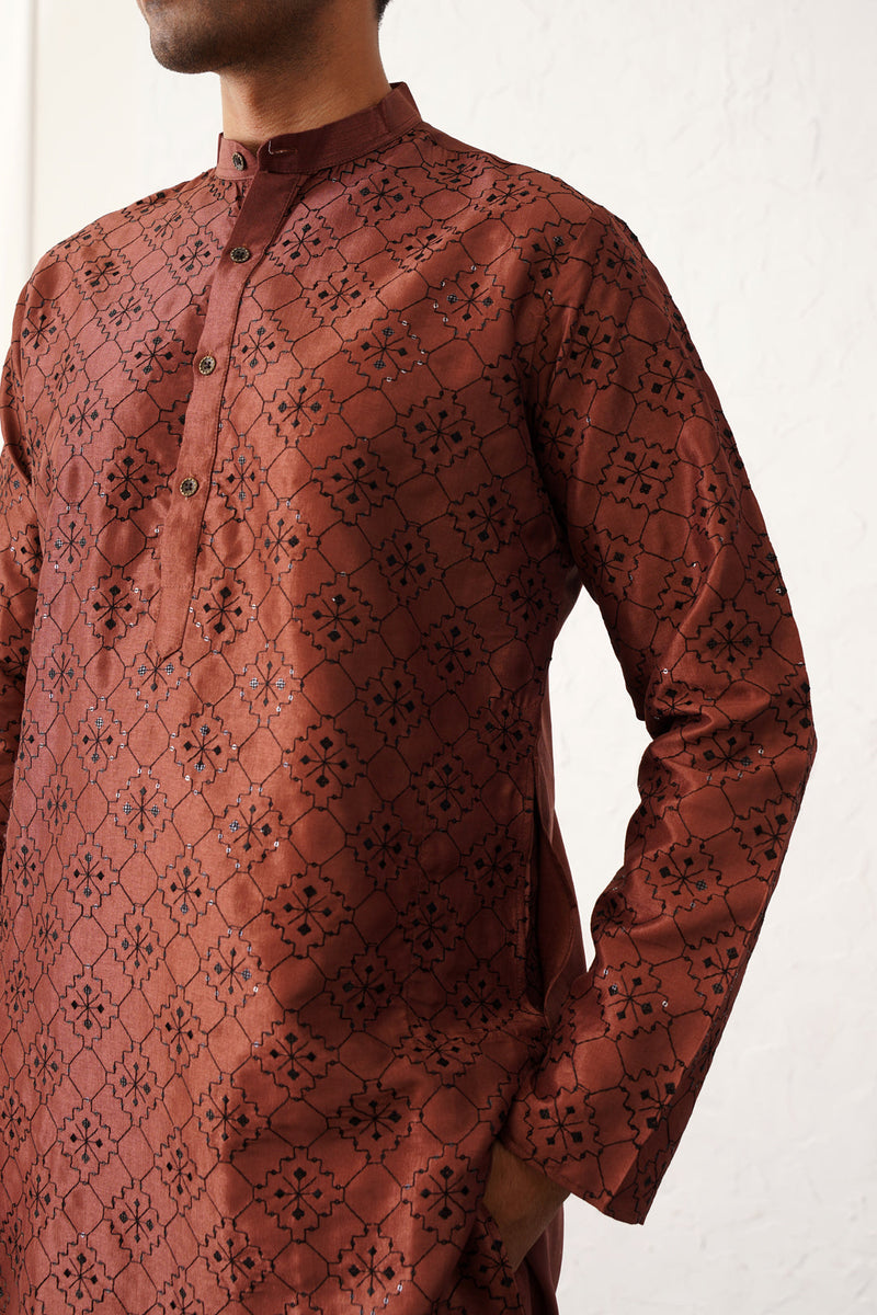 Men's Chikankari and Sequence Kurta with Pyjama