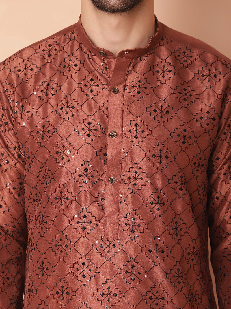 Men's Chikankari and Sequence Kurta with Pyjama