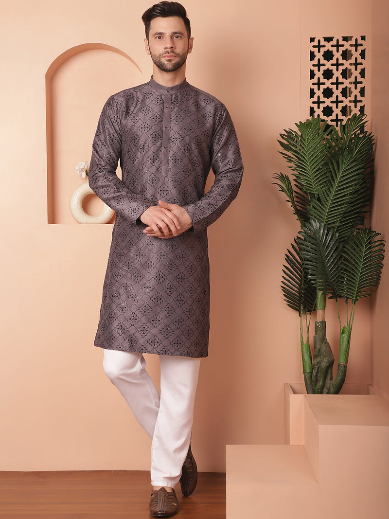 Men's Chikankari and Sequence Kurta with Pyjama