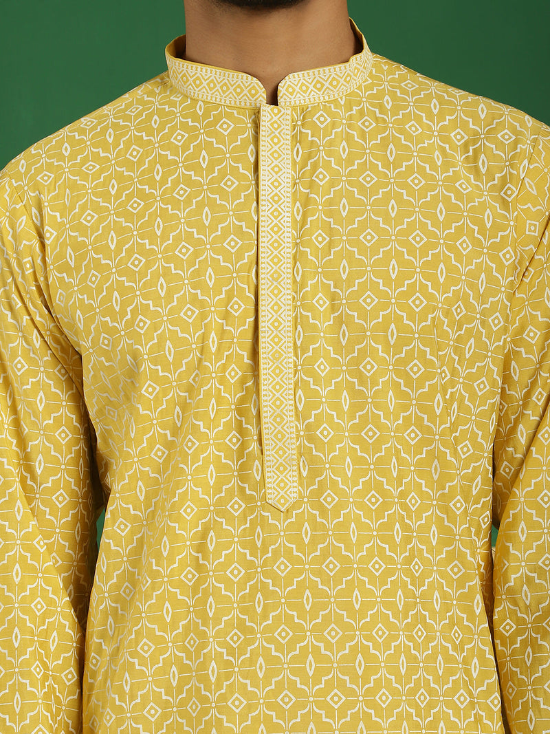 Men's Geometric Printed Kurta with Pyjama