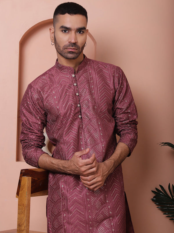 Men's Embroidered and Sequins Kurta Pyjama Set