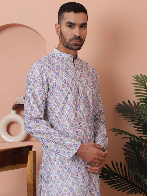 Men's Printed and Embroidered Kurta Pyjama Set