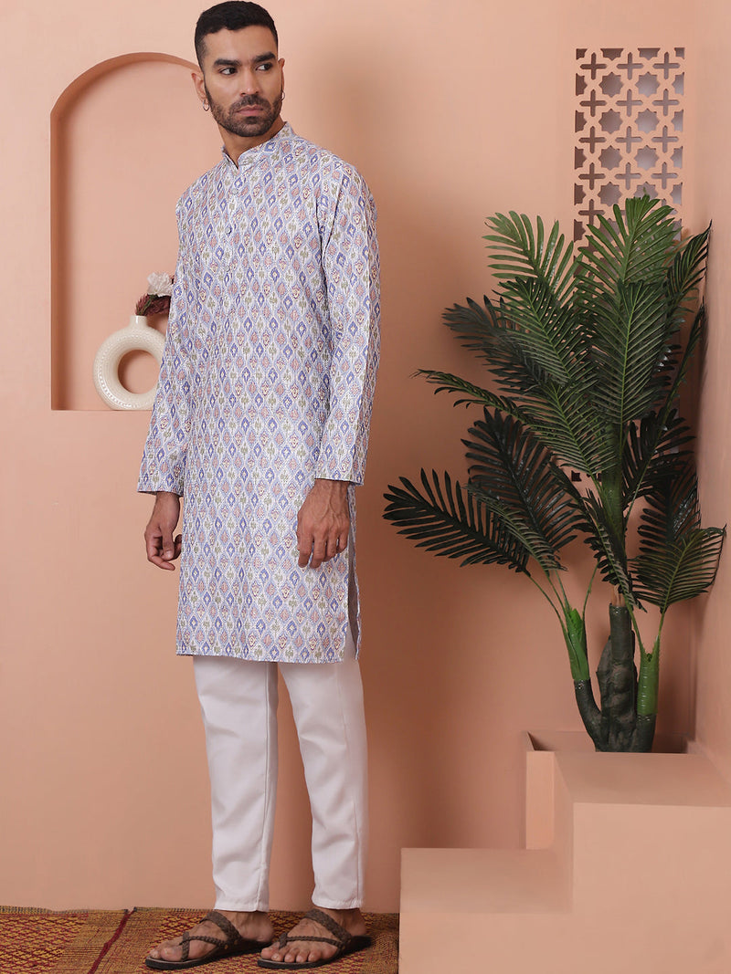 Men's Printed and Embroidered Kurta Pyjama Set