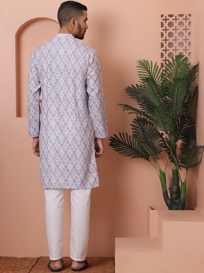 Men's Printed and Embroidered Kurta Pyjama Set