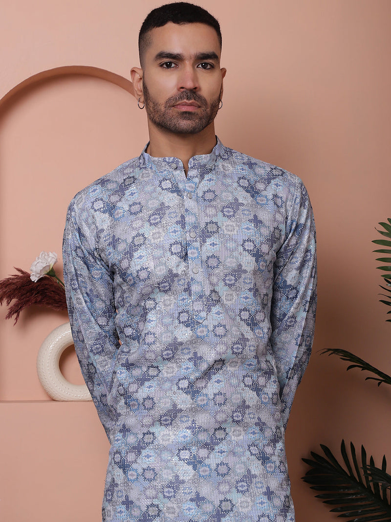 Men's Printed and Embroidered Kurta Pyjama Set