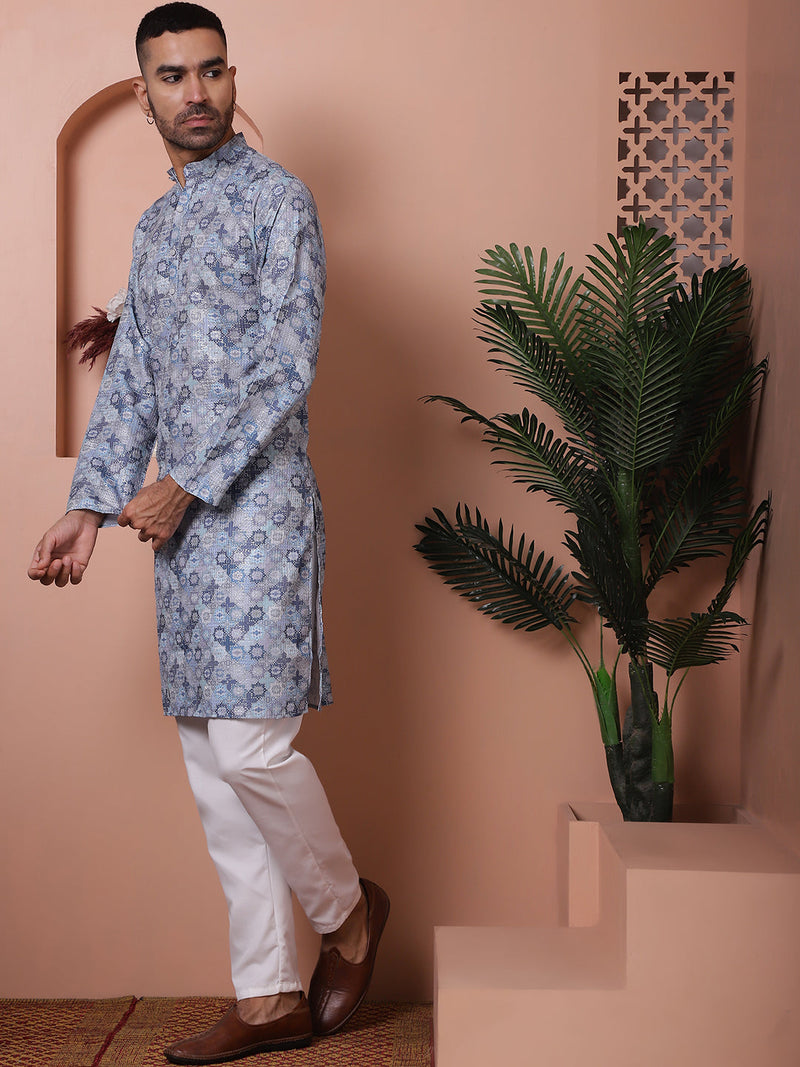 Men's Printed and Embroidered Kurta Pyjama Set