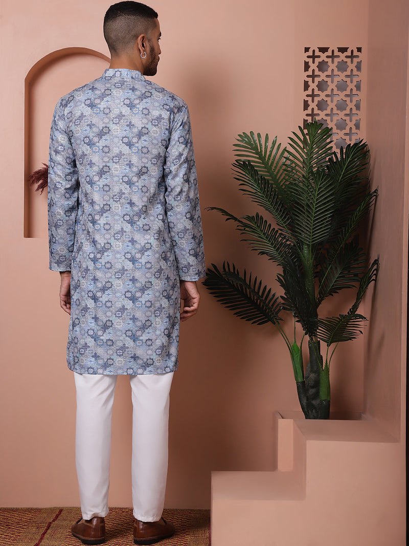 Men's Printed and Embroidered Kurta Pyjama Set