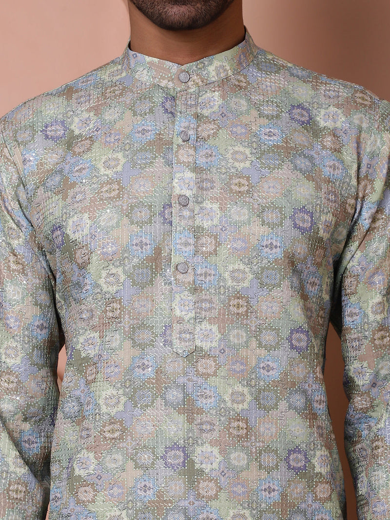 Men's Printed and Embroidered Kurta Pyjama Set