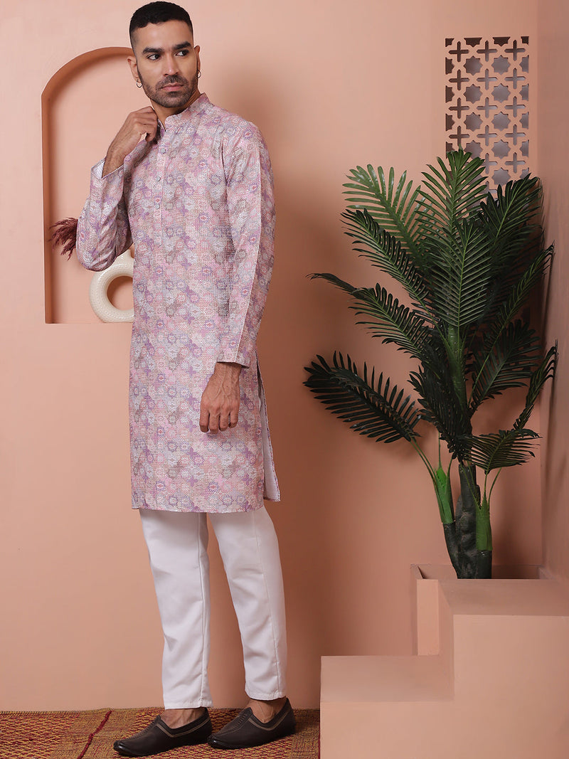 Men's Printed and Embroidered Kurta Pyjama Set