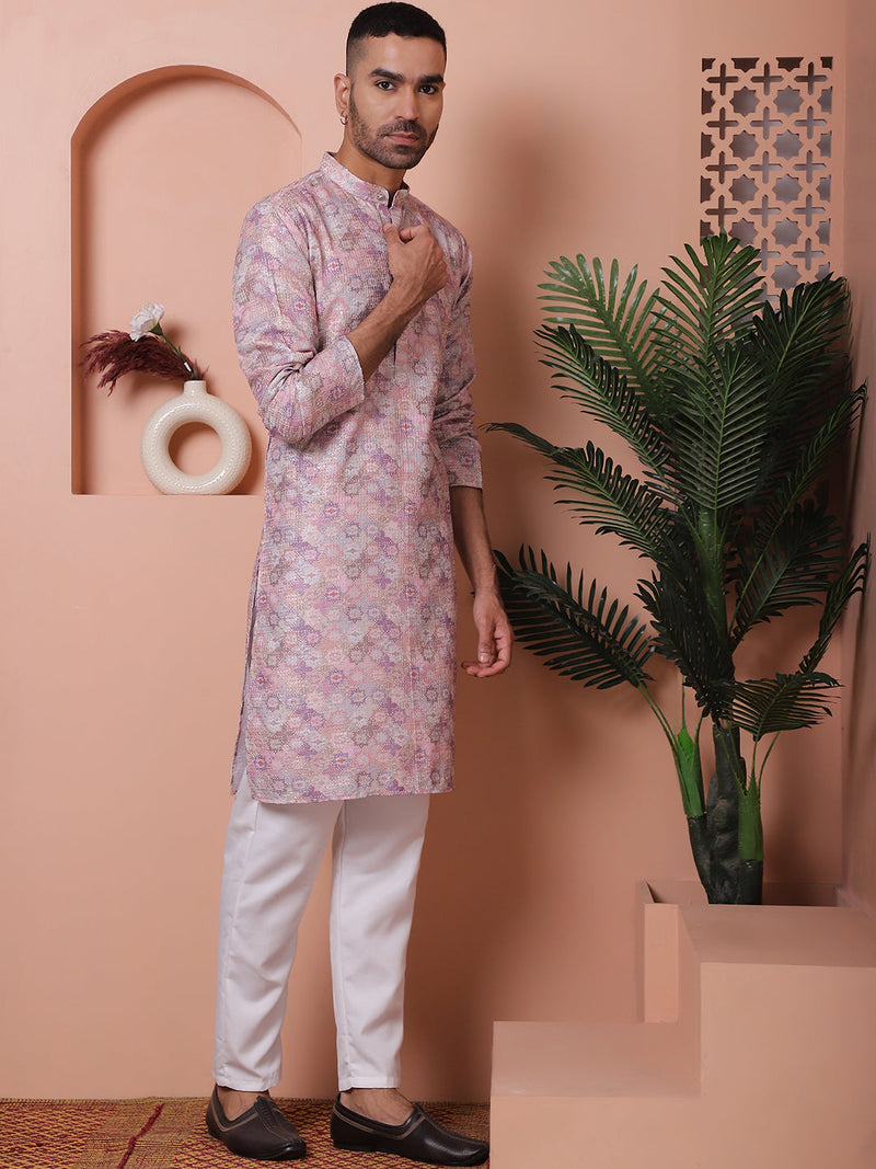 Men's Printed and Embroidered Kurta Pyjama Set