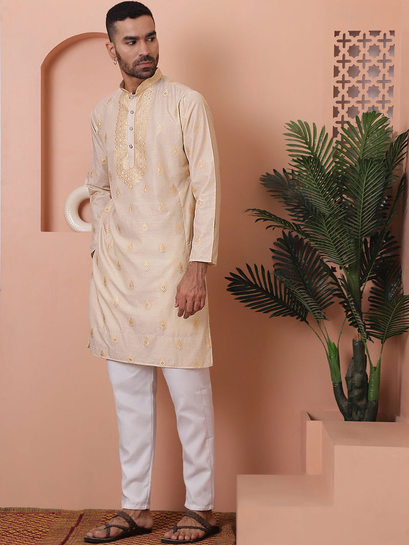 Men's Foil Printed Kurta with Pyjama