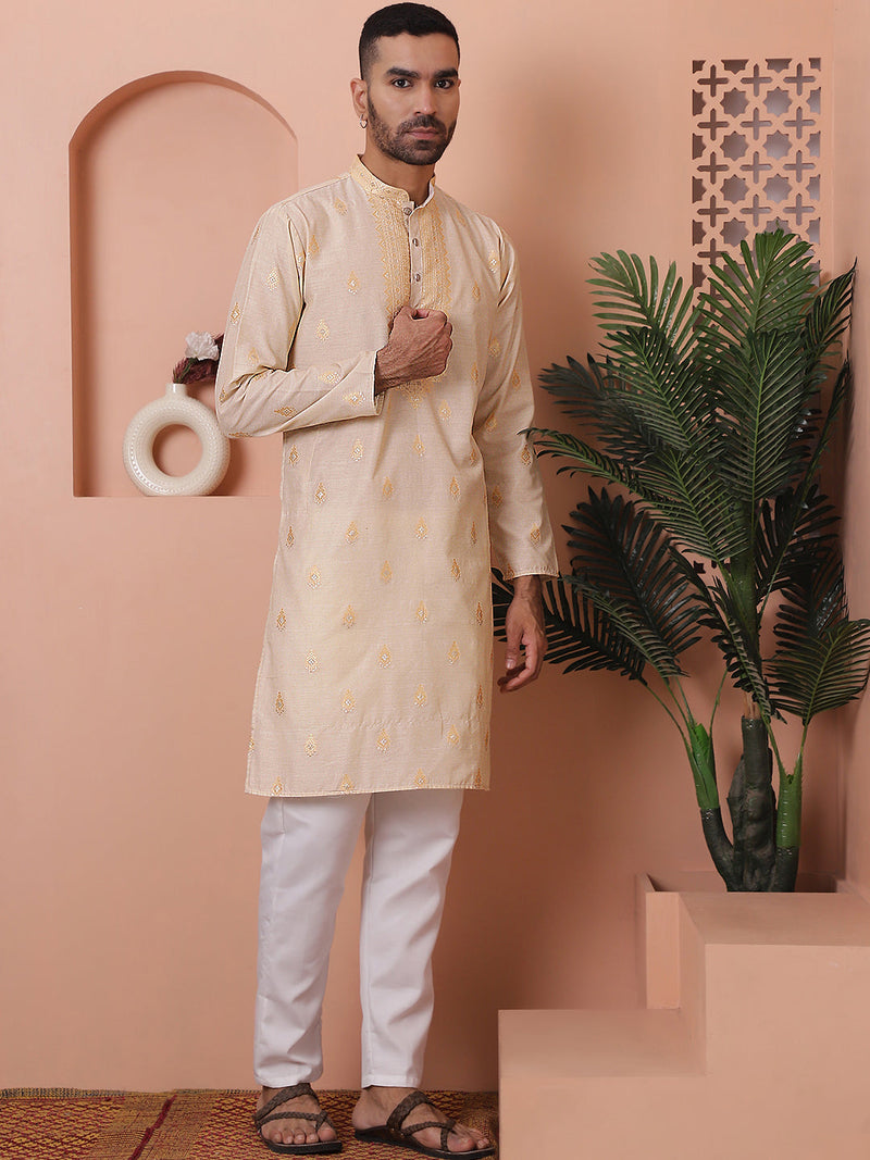 Men's Foil Printed Kurta with Pyjama