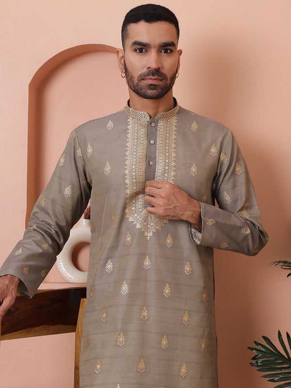 Men's Foil Printed Kurta with Pyjama