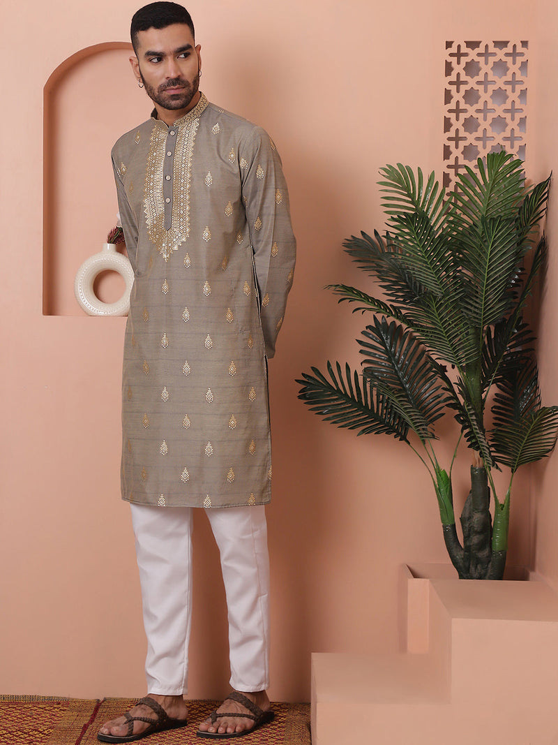 Men's Foil Printed Kurta with Pyjama