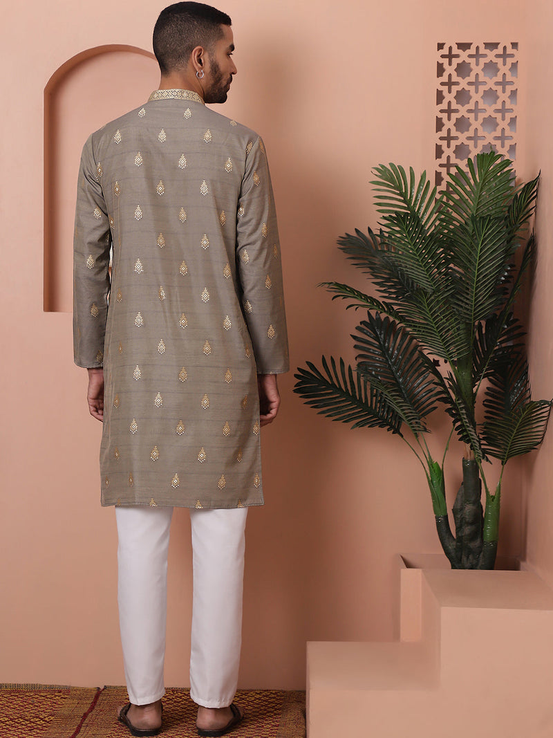 Men's Foil Printed Kurta with Pyjama