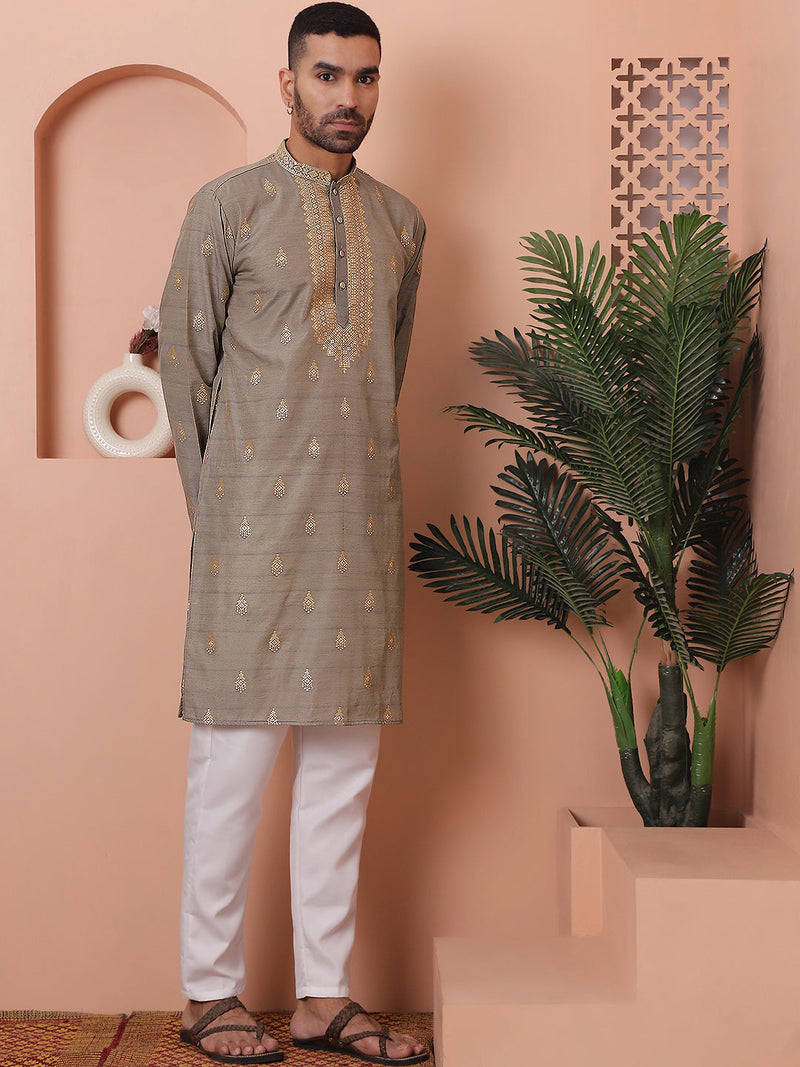 Men's Foil Printed Kurta with Pyjama