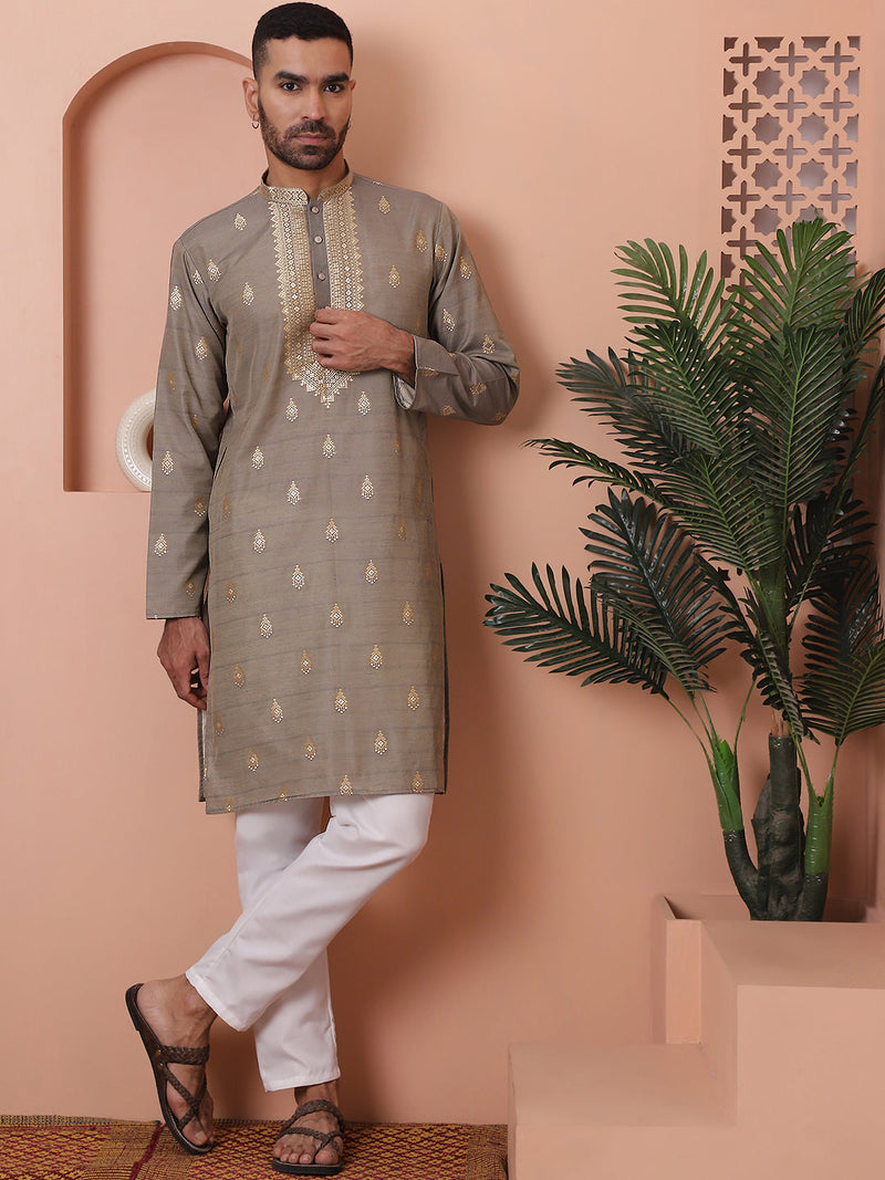 Men's Foil Printed Kurta with Pyjama