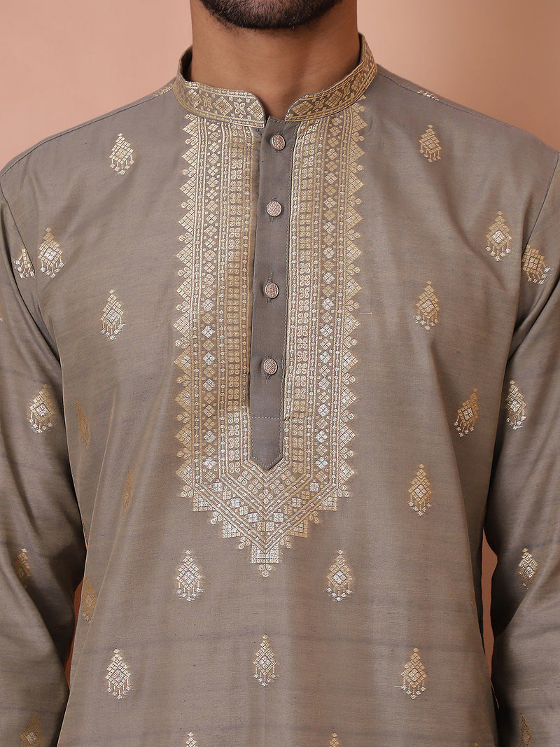 Men's Foil Printed Kurta with Pyjama