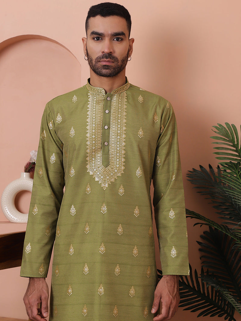 Men's Foil Printed Kurta with Pyjama