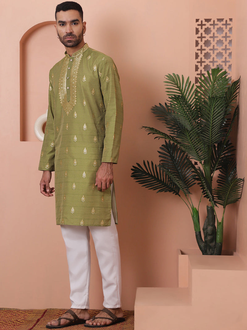 Men's Foil Printed Kurta with Pyjama