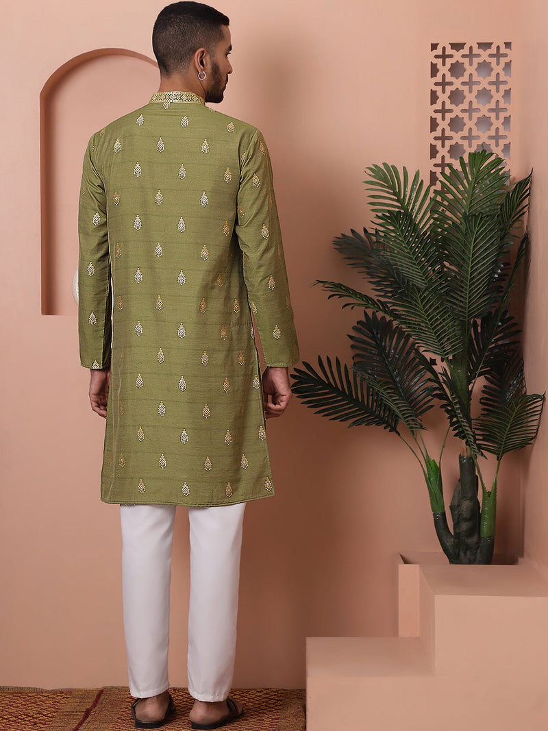 Men's Foil Printed Kurta with Pyjama