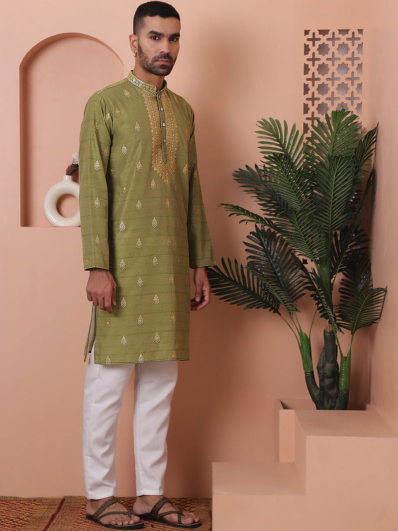 Men's Foil Printed Kurta with Pyjama