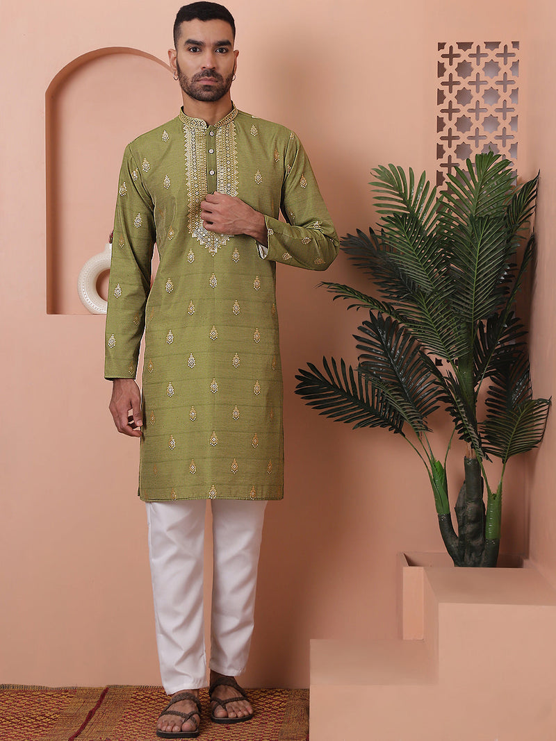 Men's Foil Printed Kurta with Pyjama