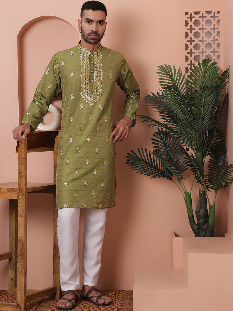 Men's Foil Printed Kurta with Pyjama