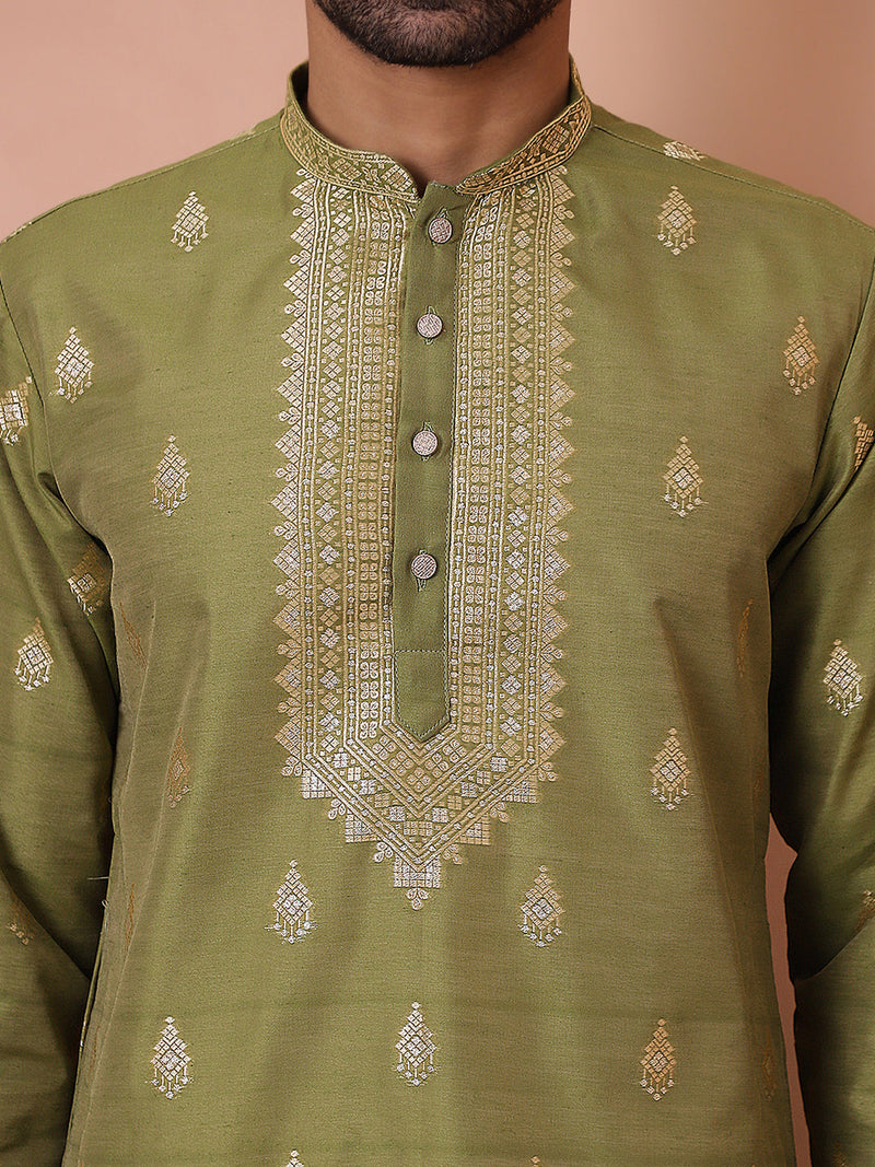 Men's Foil Printed Kurta with Pyjama