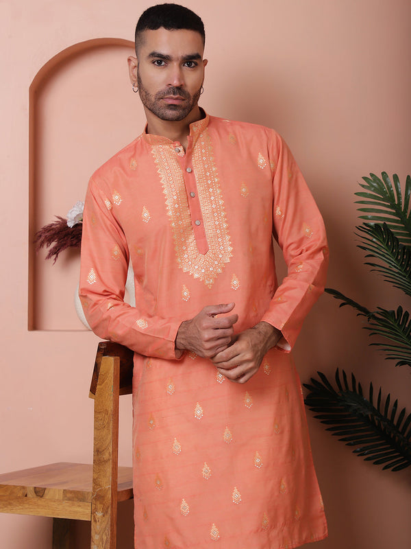 Men's Foil Printed Kurta with Pyjama