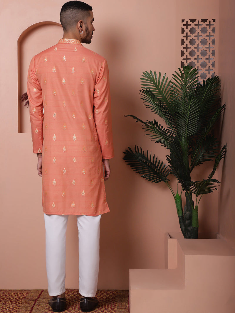 Men's Foil Printed Kurta with Pyjama