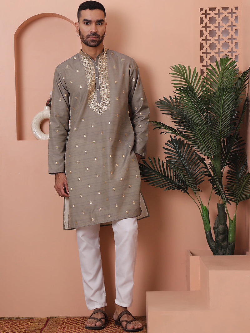 Men's Foil Printed Kurta with Pyjama