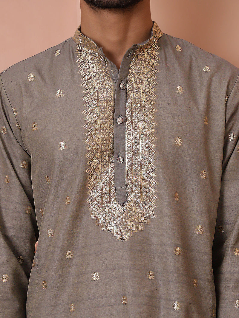 Men's Foil Printed Kurta with Pyjama