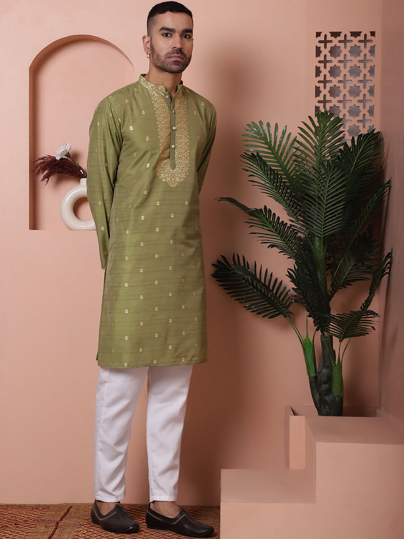 Men's Foil Printed Kurta with Pyjama