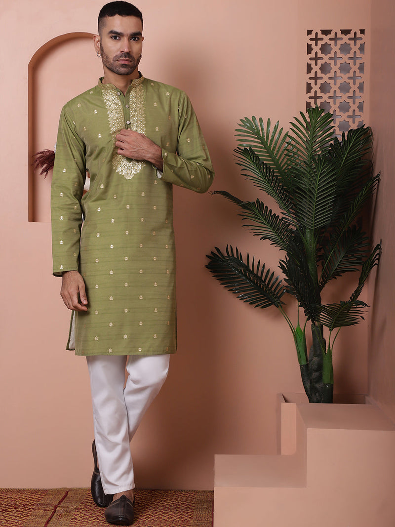 Men's Foil Printed Kurta with Pyjama