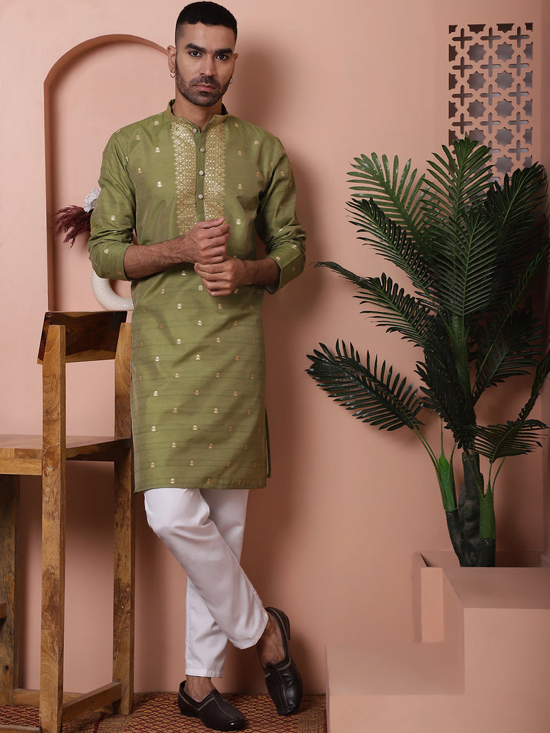 Men's Foil Printed Kurta with Pyjama