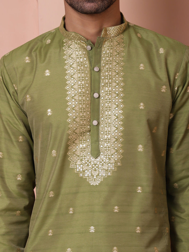 Men's Foil Printed Kurta with Pyjama