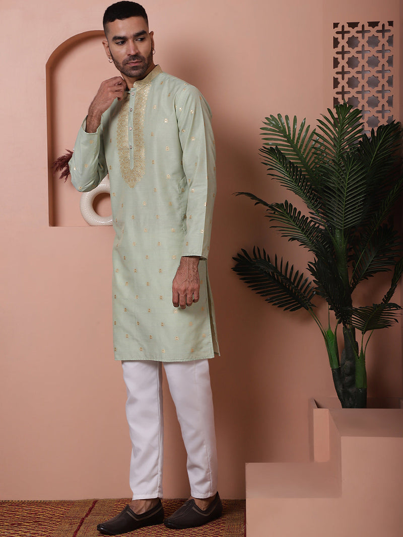 Men's Foil Printed Kurta with Pyjama