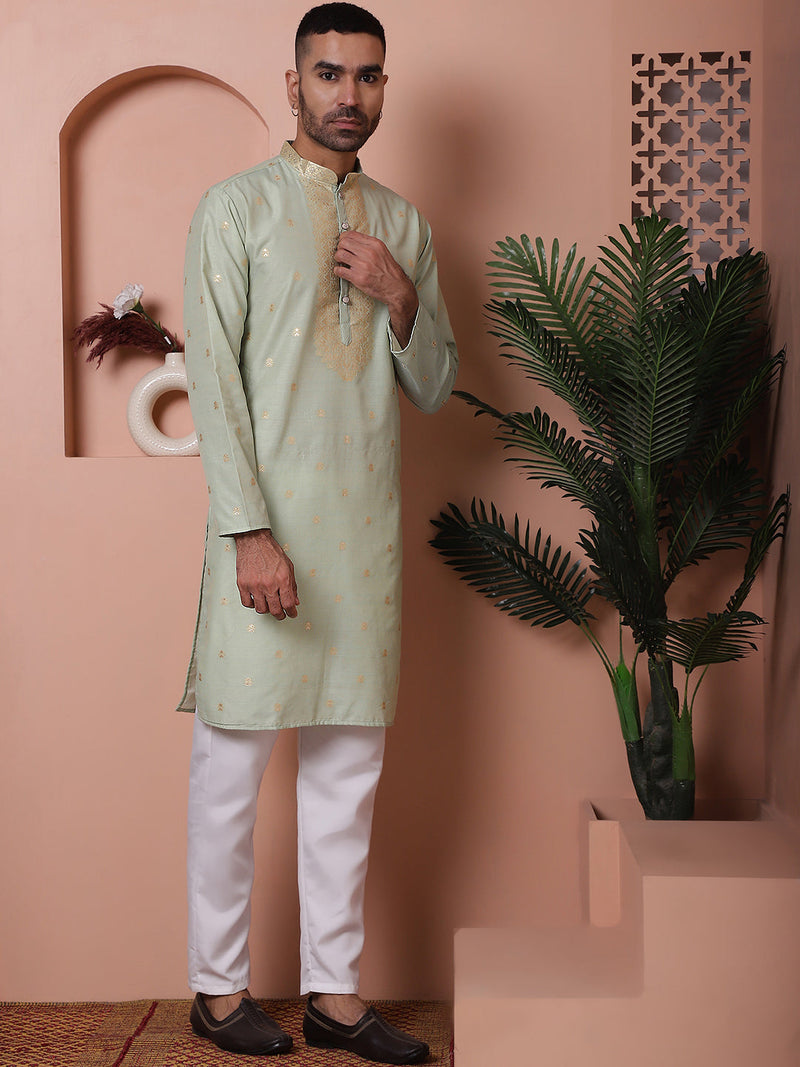 Men's Foil Printed Kurta with Pyjama