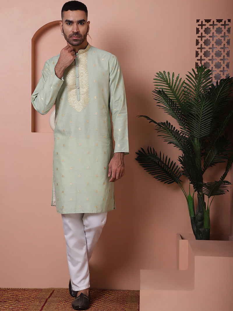 Men's Foil Printed Kurta with Pyjama