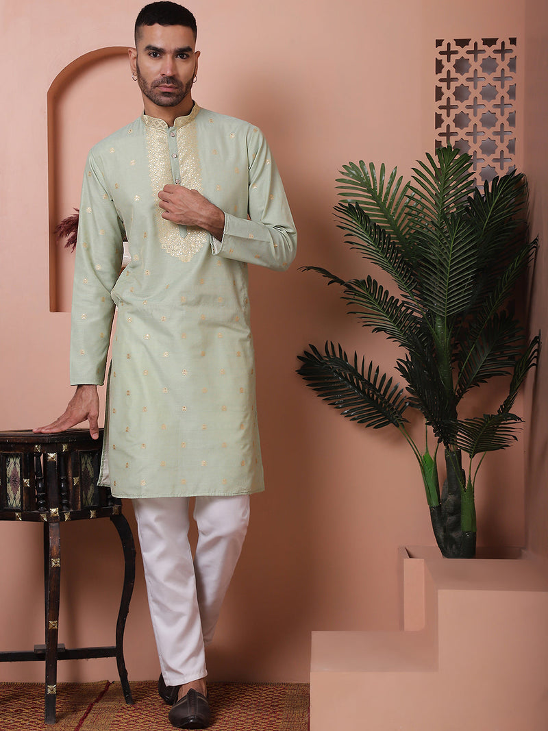 Men's Foil Printed Kurta with Pyjama