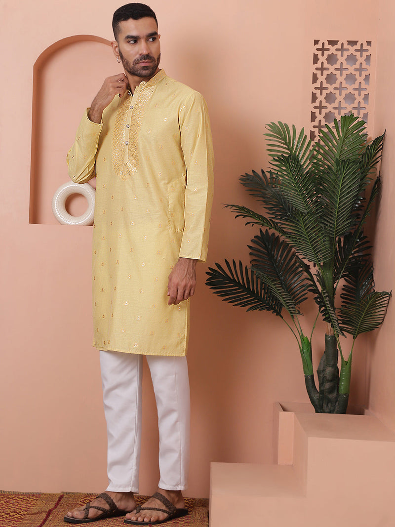 Men's Foil Printed Kurta with Pyjama