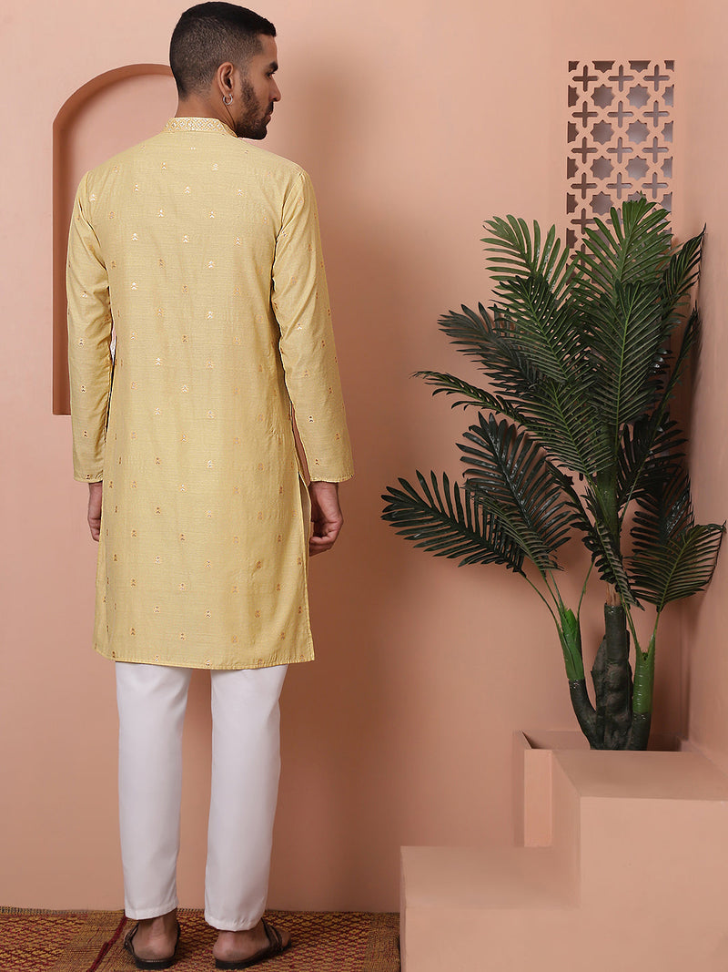 Men's Foil Printed Kurta with Pyjama