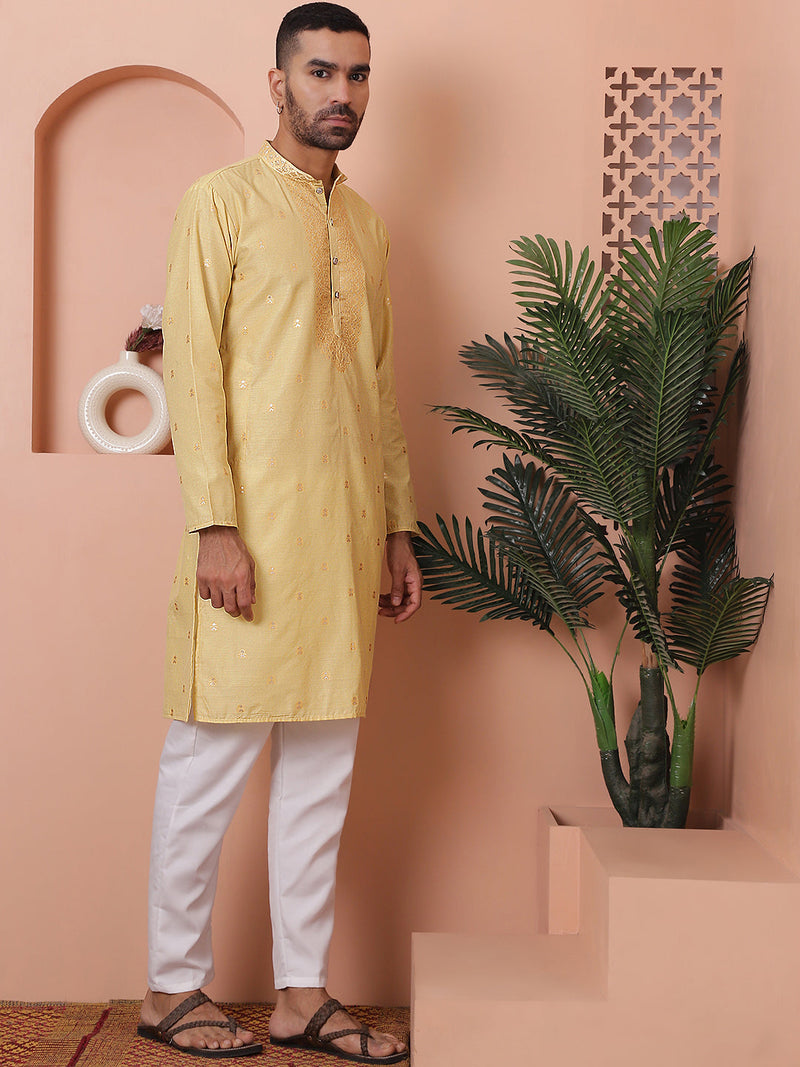 Men's Foil Printed Kurta with Pyjama