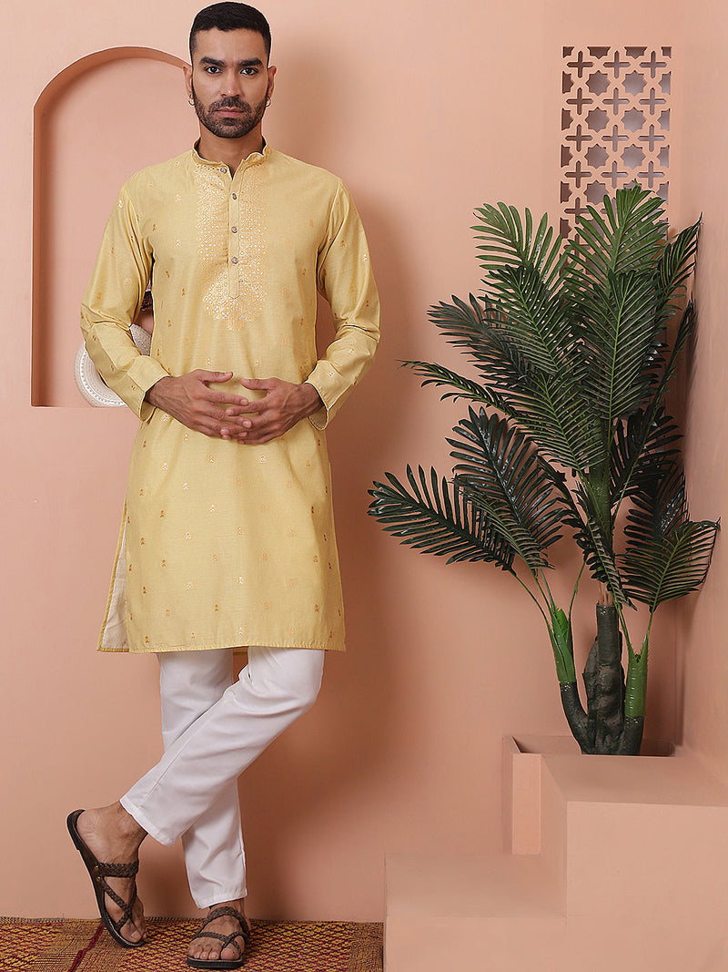 Men's Foil Printed Kurta with Pyjama