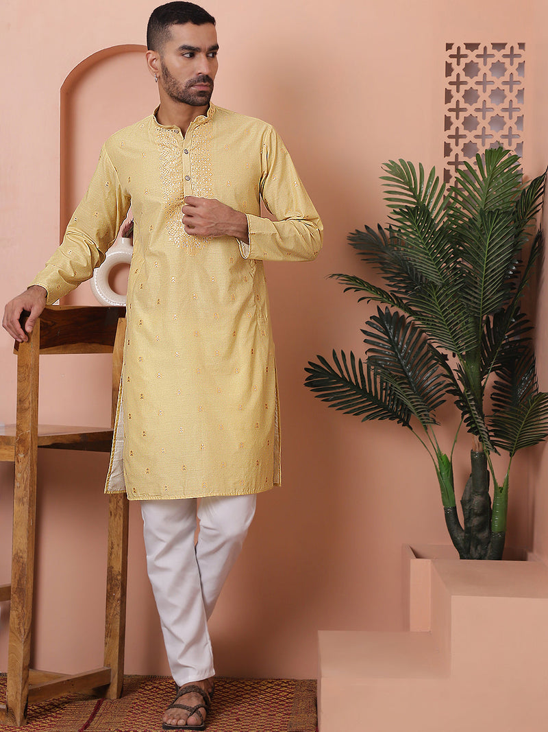 Men's Foil Printed Kurta with Pyjama