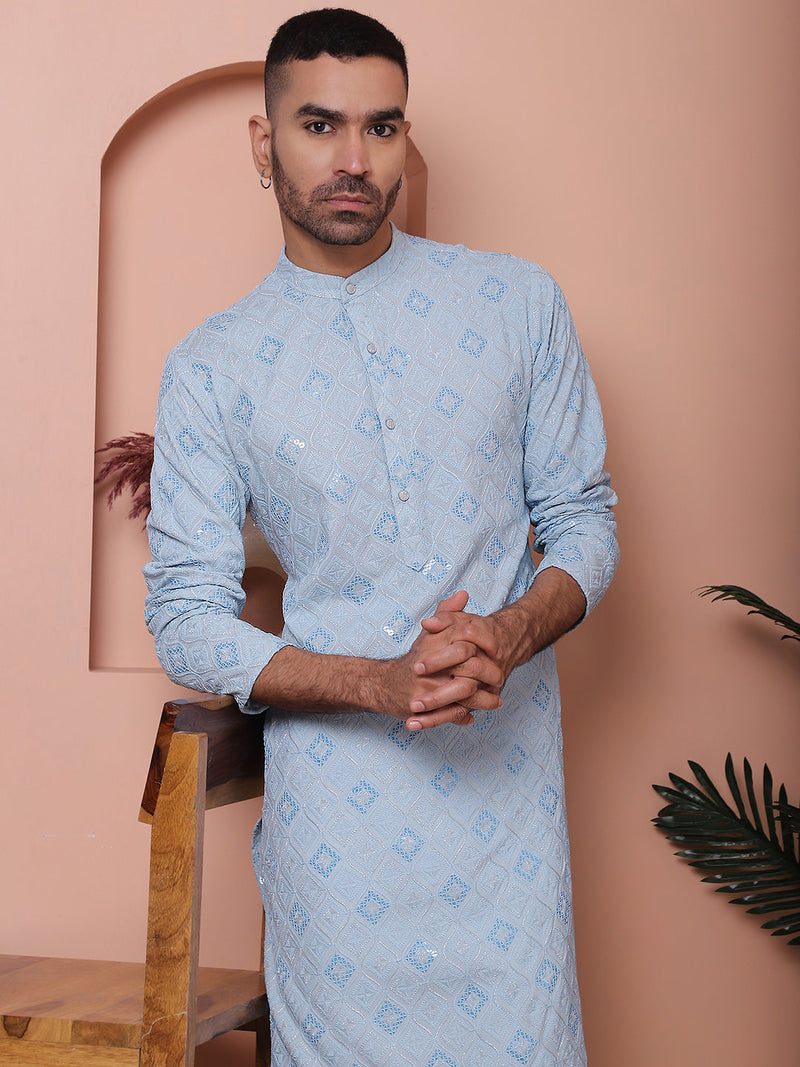 Men's Sequins and Embroidered Kurta with Pyjama